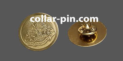 collar pin malaysia supplier custom round shape etching gold plating back and front