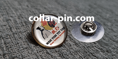 custom round epoxy collar pin malaysia etching full colours front and back