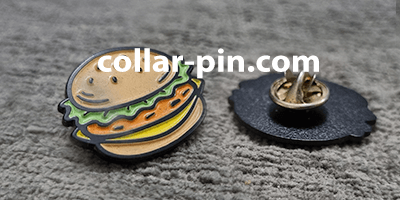 custom shape embossed collar pin supplier malaysia with colours logo design front and back